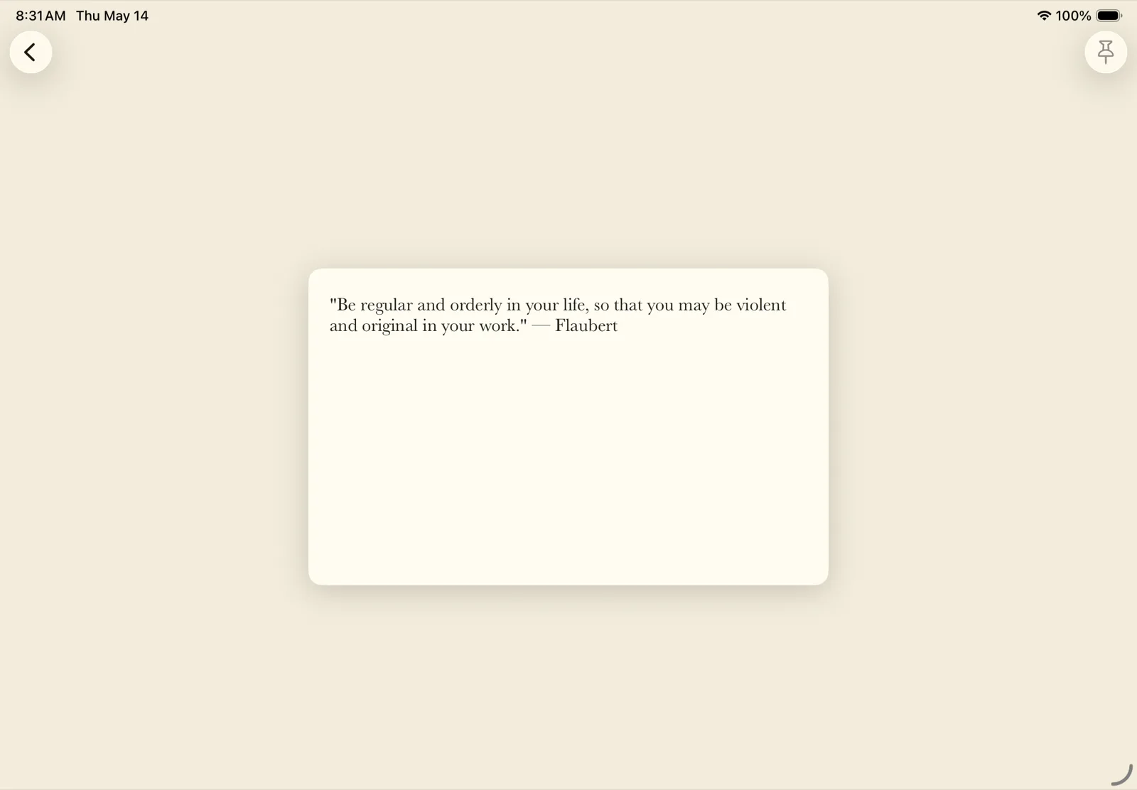 NoteLess on iPad — a single card open, with the rest of the screen left empty